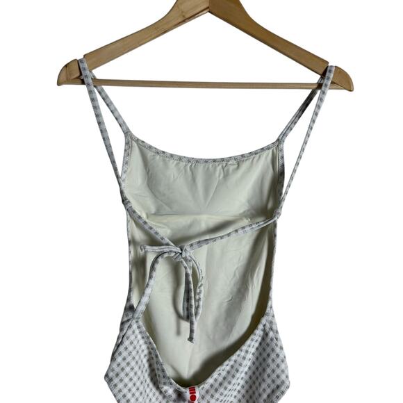 Solid & Striped Melissa One Piece Swimsuit White Metallic Lurex Gingham Size XS - Picture 8 of 14